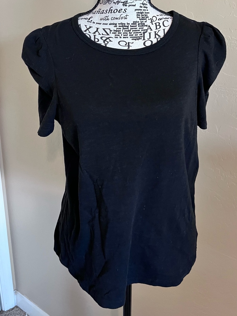 Sanctuary Black Puff Sleeve Crewneck Tee